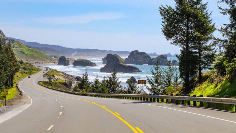 Views of the coastal road trip along the Pacific Coast Highway in Southern Oregon