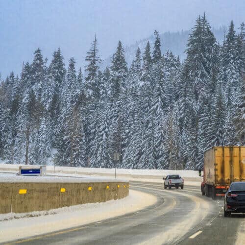 snowy highway in washington