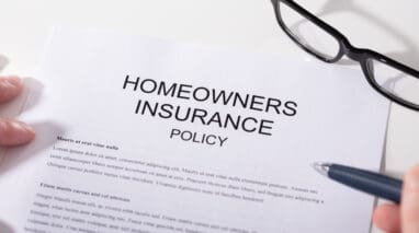 homeowners insurance policy document close up