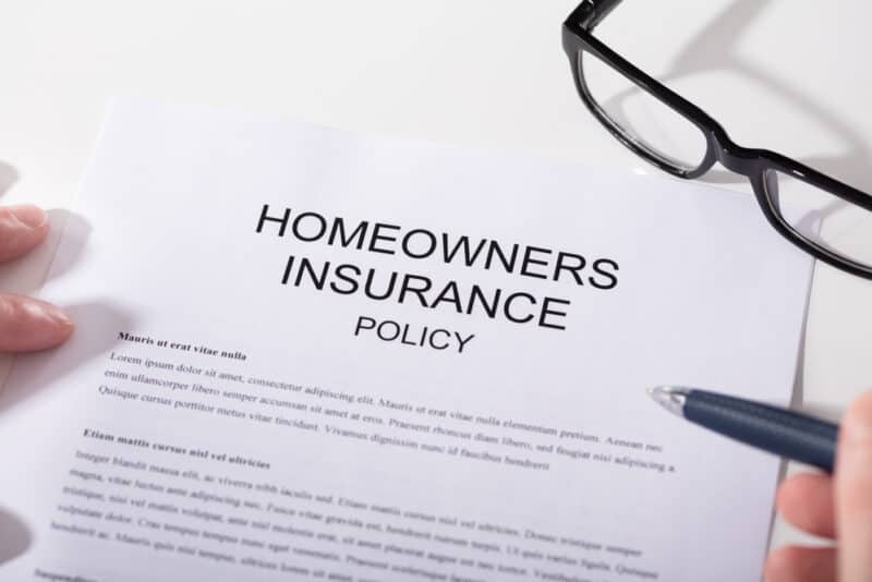 homeowners insurance policy document close up