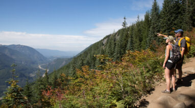 Hikers enjoy the view in Cascade
