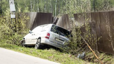 Car in a ditch after running off the road - cheap car insurance in Washington.