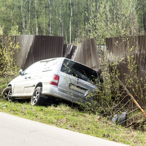 Car in a ditch after running off the road - cheap car insurance in Washington.